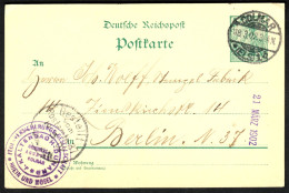 COLMAR Elsaß Alsace 1902 GANZSACHE 5Pf Germania + Orts-o Siegel Vs FEUERVERSICHERUNG Rhein-Mosel > Zustell-o Berlin - Postkarten