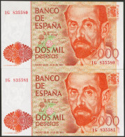 2000 Pesetas. 22 De Julio De 1980. Pareja Correlativa. Serie 1G. (Edifil 2023:  - Otros & Sin Clasificación