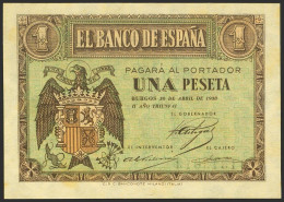 1 Peseta. 30 De Abril De 1938. Serie D. (Edifil 2023: 428a). Apresto Original.  - Other & Unclassified