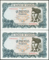 500 Pesetas. 23 De Julio De 1971. Pareja Correlativa. Serie V. (Edifil 2023: 47 - Autres & Non Classés