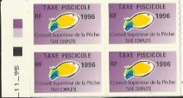 Taxes Pisicoles COMPLETE - Année 1996 - Bloc De 4 Timbres - Pêche