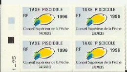 Taxes Pisicoles VACANCES - Année 1996 - Bloc De 4 Timbres - Pêche