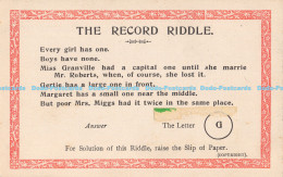 R180037 The Record Riddle. The Letter - Monde