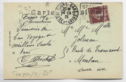 N° 189  CARTE DAGUIN A DROITE GRANDE SEMAINE DE TOURS 16.4.25 TOURS GARE INDRE ET LOIRE - Oblitérations Mécaniques (flammes)