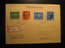 FREIBURG 1961 To Riehen Switzerland Registered Cancel Cover GERMANY - Covers & Documents