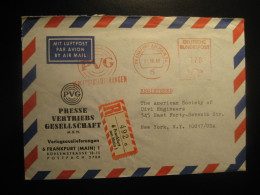 FRANKFURT 1968 To New York USA PVG Air Mail Meter Mail Registered Cancel Cover GERMANY - Covers & Documents