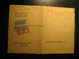 FRANKFURT 1951 To Zurich Switzerland Bank Deutscher Lander Air Meter Mail Registered Cancel Folded Cover GERMANY - Covers & Documents