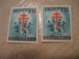 1949 Bestry + Fight TB Tuberculose Health Sante Christmas 2 Poster Stamp Vignette SOUTH AFRICA Label - Autres & Non Classés