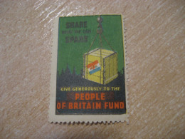 Give Generously To The People Of BRITAIN Fund Share Spare Poster Stamp Vignette GREAT BRITAIN Label - Andere & Zonder Classificatie