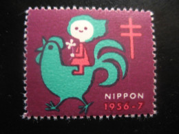 1956 1957 Nippon TB Tuberculose Poster Stamp Vignette JAPAN Japon Label - Autres & Non Classés