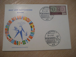 ESSEN 1967 Fair Restaurant And Hotel Industry Cancel Slight Blue Card GERMANY - Lettres & Documents