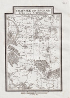 Chaussee Von Regensburg Nach Schärding [Tab B] - Straubing Plattling Osterhofen / Karte Map - Estampes & Gravures