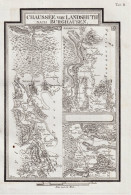 Chaussee Von Landshuth Nach Burghausen [Tab B] - Altötting Neuötting Burghausen Inn / Karte Map - Estampas & Grabados