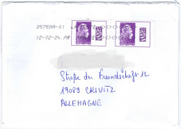 Frankreich/France Brief/Letter Voiron 12.2.2024 To Germany (Crivitz) Als MeF., Feinst - Lettres & Documents