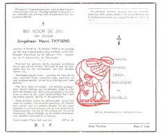 DP Henri Thysen 18j. ° Pamel Roosdaal 1948 † 1967 Orinx De Waegeneer Van Belle - Images Religieuses