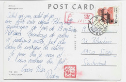 CHINA 90C SOLO CARD AVION WANJINGCHAN 1987 TO SUISSE - Lettres & Documents