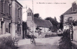 14 - Calvados -  MERVILLE - L Eglise , Le Cimetiere Et La Poste - Autres & Non Classés