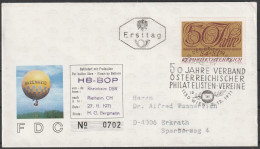 Österreich: 1972, Fernbrief In EF, Mi. Nr. 1380, 4 S+1,50 S 50 J. Verband D. Philate, Auf Ballonpostbrief. ESoStpl. WIEN - FDC