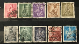 Lot De 10 Timbres Oblitérés Espagne 1954 - Gebruikt