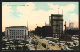 AK Cleveland, Public Square, Strassenbahnen  - Tramways