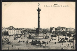 AK Paris, La Colonne De Juillet, Place De La Bastille, Strassenbahn  - Tramways