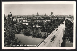 AK München, Blick Vom Maximilianeum Mit Strassenbahn Auf Der Brücke  - Tramways
