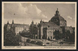 AK Frankfurt /Main, Schauspielhaus Mit Märchenbrunnen Und Strassenbahn  - Tramways