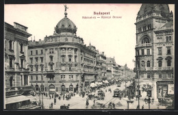 AK Budapest, Rákóczi-út, Strassenbahn  - Tramways