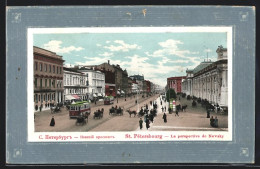 AK St. Pétersbourg, La Perspective De Nevsky, Strassenbahn  - Tram