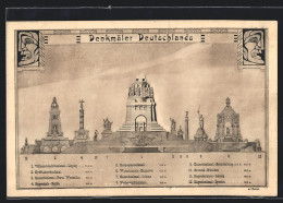 AK Leipzig, Völkerschlachtdenkmal, Denkmäler Deutschlands Im Grössenvergleich  - Monuments