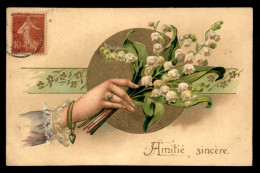 FANTAISIE - MAIN - MUGUET -  CARTE GAUFREE - Flowers