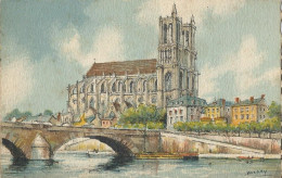 [78] Yvelines > Mantes La Jolie La Seine  Et La Cathedrale Dessin De Barday - Mantes La Jolie