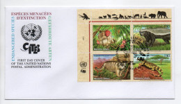 - FDC NATIONS UNIES / GENÈVE 2002 - Timbres ESPÈCES ANIMALES MENACÉES D'EXTINCTION - - FDC