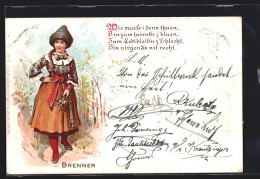 Lithographie Frau In Tracht Aus Der Brenner-Region  - Non Classés