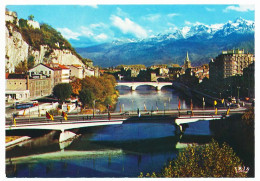 CPSM 10,5 X 15 Isère GRENOBLE Ville Olympique L'Isère, Le Pont De La Porte De France Et Le Rocher De La Bastille. La * - Grenoble