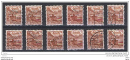 SVIZZERA:  1943  CASTELLO  CHILLON  -  10 C. BRUNO  ROSSO  US. -  RIPETUTO  12  VOLTE  -  YV/TELL. 387 - Used Stamps