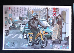 Cp, Moto, Un Siècle De Transports, Illustrateur: François Boisrond, Vierge, Ed. La Poste, Automobiles - Motorbikes