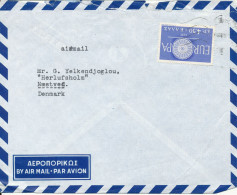 Greece Air Mail Cover Sent To Denmark 1960 ?? Single Franked EUROPA CEPT 1960 Stamp The Cover Is Damaged At The Top By O - Covers & Documents