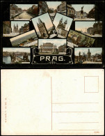 Postcard Prag Praha Stadtteilansichten, Straßen Jugenstil Ornament 1907 - Czech Republic