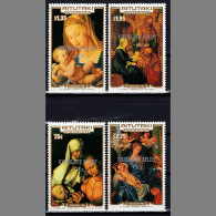 TT0794 Aitutaki 1986 Christmas Painting Covered With Hurricane Relief 4V MNH - Cook