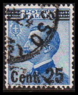 1923 - 1927. POSTA ITALIANA. Viktor Emanuel Cent. 25 On 60 CENT.  (Michel 170) - JF546128 - Usados