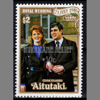 TT0795 Aitutaki 1986 Royal Wedding Capped Hurricane Relief 1V MNH - Cook