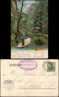 Hinterhermsdorf-Sebnitz Bootstation Obere Schleuse, Kahn Schiffer 1907 - Hinterhermsdorf