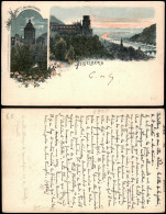 Litho AK Heidelberg Heidelberger Schloss - 2 Bild Tag Und Nacht 1902 - Heidelberg