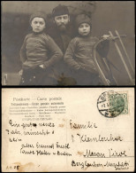 Ansichtskarte  Kinder: Söhne Und Vater Mit Schlitten 1908  Gel. Stempel Graz - Portraits