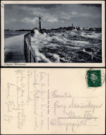 Ansichtskarte Warnemünde-Rostock Sturmflut, Stadt, Mole Stimmungsbild 1930 - Rostock