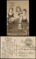 Geburtstag Birthday Fotokunst Mädchen Junge 1918  Gel. Feldpost Frankfurt Süd - Birthday