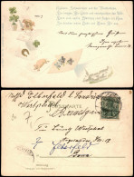 Ansichtskarte  Glück Luck Schwein Hufeisen Kleeblatt - Spruchkarte 1901 - Other & Unclassified