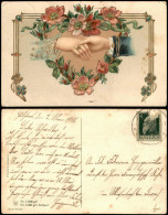 Liebe Liebespaare - Love Herz Heart Rosen Hände 1911 Goldrand/Prägekarte - Paare