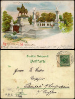 Lichterfelde-Berlin Kaiser Wilhelm I. Denkmal, Litho 1897 Gel. Bahnpost Breslau - Lichterfelde